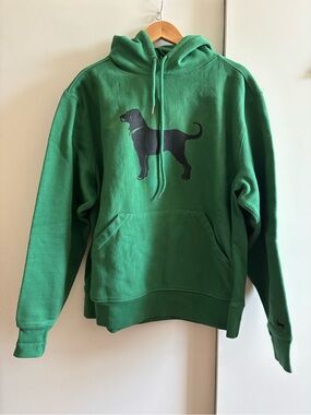 The Black Dog Green Hoodie with Black Dog Graphic size LARGE